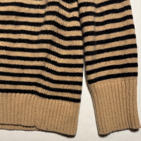 J. CREW Rolled Mock Neck Striped Warm Tan Black Wool Cashmere Blend Sweater XL - Picture 7 of 12